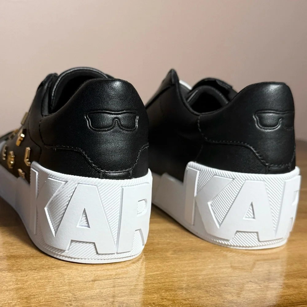 Karl Lagerfeld Black Sneakers with Gold Accents - Picture 10 of 13